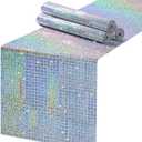 MoKoHouse Laser Silver Sequin Table Runner: 4 Packs 13 x 72 Inches - Mirror Glitter Disco Party Table Runners for Retro 70s 80s Theme Disco Dance Birthday Bachelorette Party Decorations