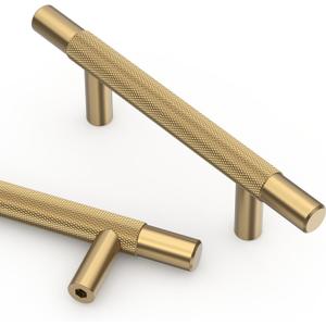 Asidrama 10 Pack 3 Inch(76mm) Champagne Bronze Knurled Kitchen Cabinet Handles, Cabinet Pulls Kitchen Cabinet Hardware for Cupboard Drawer Pulls