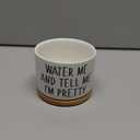 Water Me and Tell Me I'm Pretty - Cute Ceramic Planter Pot with Drainage Hole, Home Office Funny Small Succulent Cactus Pot for Women, Friends, Coworker, Plant Lovers