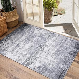 Modern Abstract 2x3 Area Rug Non Slip Non Shedding Low Pile Stain Resistant Rug for Entryway Kitchen Bedroom,Light Grey