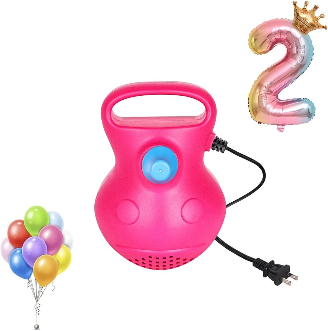 LIBERRWAY Electric Balloon Pump, Portable Balloon Air Pump for Round & Foil Balloons, Fast Balloon Blower Pump Inflator for Party Decoration, Birthday, Wedding (Rose Red)
