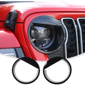 Linksip Angry Eye Headlight Covers Compatible with 2024 2025+ Jeep Wrangler JL 4XE & Gladiator JT Sport Rubicon Sahara Willys Mojave, Head Lamp Angry Bird Bezel Rings, Exterior Accessories(Black)