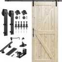 SMARTSTANDARD 36in x 80in Sliding Barn Door with 6.6ft Barn Door Hardware Kit Included, Unfinished Solid Spruce Wood Door, Assembly Required, DIY, Stainable, Natural