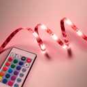 West & Arrow - RGB 16 Color Changing LED Light Strip, 5 Light Effects, Remote Control - USB Power Cord- Kids Bedroom, Novelty Night Light - 60 Bulb Adhesive Back Cuttable Strip