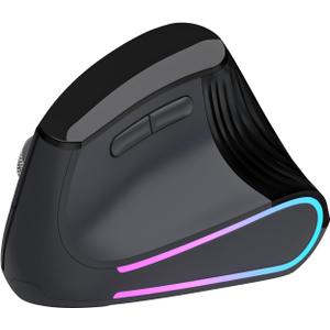Ergonomic Vertical Mouse Wireless, Bluetooth Ultra-Fast Scrolling 4800 DPI Rechargeable Ergo Mouse, 2.4G Quiet Clicks 6 Buttons RGB Optical Mice, 3 Multi-Device Connectivity for Mac, Laptop - Black