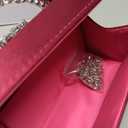 Evening Bag For Women Glitter Crystal Handle Clutch Purse Flap Handbags For Wedding Party Chain Crossbody Bags (Rose)