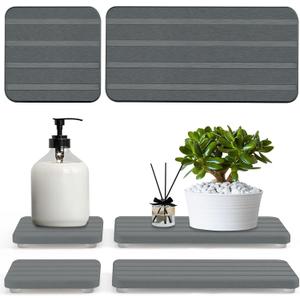 4PCS Water Absorbing Stone Tray for Sink,Stone Drying Tray,Diatomite Stone Sink Tray,for Placing Kitchen and Bathroom Supplies,6.3  3.15inch and 3.15  3.15inch-Dark Gray 4PCS Water Absorbing Stone Tray for Sink,Stone Drying Tray,Diatomite Stone Sink Tray,for Placing Kitchen and Bathroom Supplies,6.3  3.15inch and 3.15  3.15inch-Dark Gray