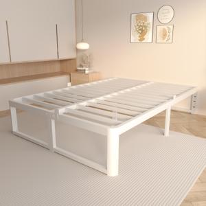 VYM 14 Inch Queen Bed Frame, Steel Support, Anti-Slip, Easy Assembly, White