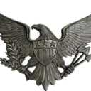 Linton Arts Cast Iron Black Eagle Wall Decor, Outdoor Metal Eagle Statue for Wall Art, Patriotic Decor with Shield, Indoor Outdoor American Wall Hangingeagles wall decor