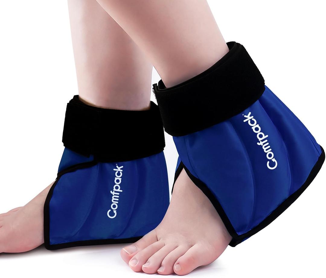 Comfpack Ankle Ice Pack Wrap Heel Ice Pack for Pain Relief, Hot Cold Therapy Cold Pack for Plantar Fasciitis, Achilles Tendonitis, Ankle Sprain, Foot Pain, 2Packs