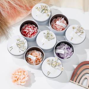 4 x Threlaco 12 Pcs Bridesmaid Gift Scented Candles Wedding Bridesmaid Proposal Candle Soy Wax Flower Candles Sets for Women Maid of Honor Wedding Bridal Shower Favors for Guests(Mixed Color)