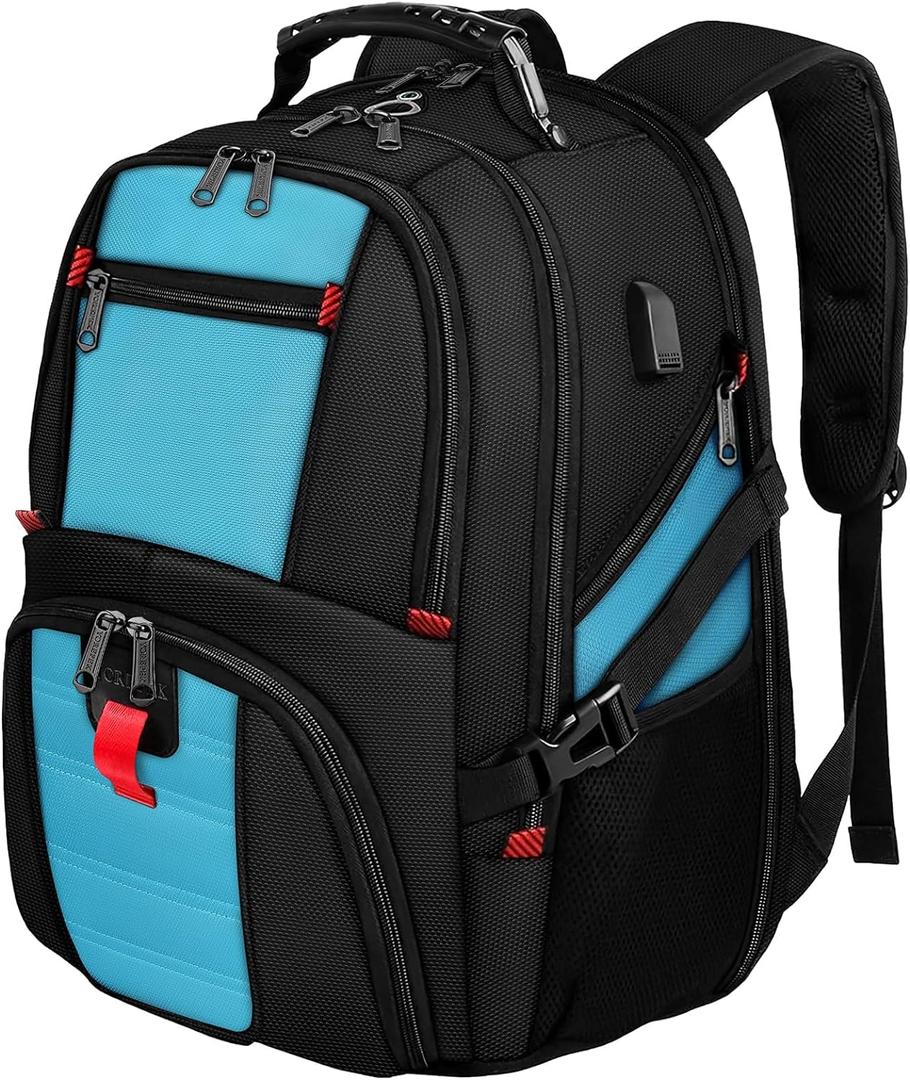 YOREPEK Travel Backpack, Extra Large 50L Laptop Backpacks for Men Women, Water Resistant College Student Bookbag Airline Approved Business Work Bag with USB Charging Port Fits 17 Inch Computer, Blue