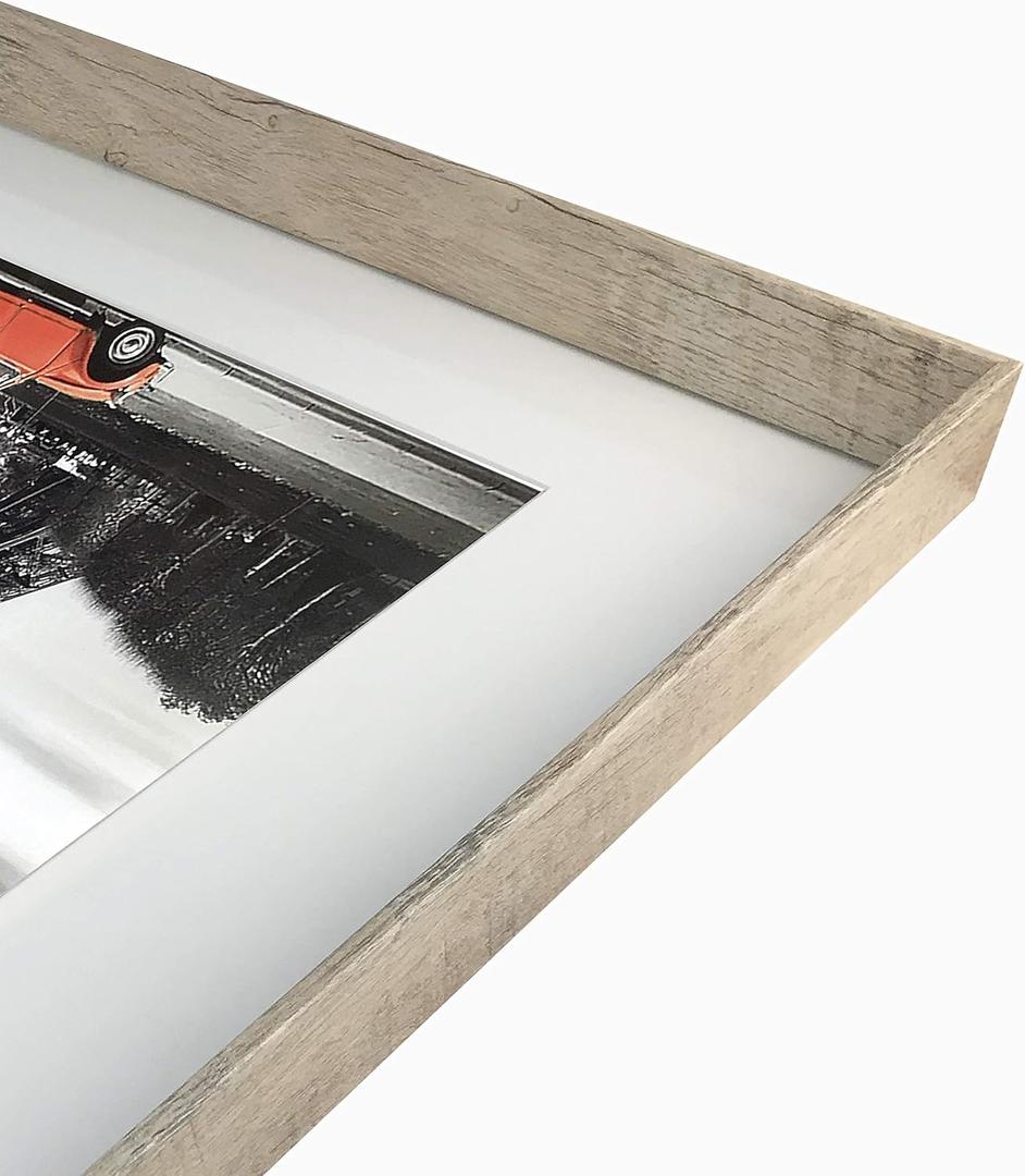 Art Emotion Farmhouse Rustic Woodgrain Style High Profile Picture Frame, Frame Height 1.75", 2 mm Reinforced Glass Light Oak Finish 16x20 Frames for 11x14 and 5x7 Photos, Pack of 2