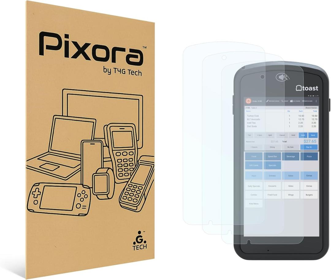 Pixora Screen Protector for Toast Go 2 (TG200) - High Clarity - Kanso Clear (3-Pack)