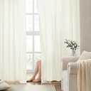 HOMEIDEAS Non-See-Through Ivory Privacy Semi Sheer Curtains 84 Inches Long 2 Panels Set Light Filtering Curtains for Living Room Bedroom Drapes,W52xL84