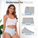 High Waisted Cotton Underwear for Women Lace Full Coverage Panties Soft Stretch Ladies Briefs (Multipack) (Large, Black,gray,dark Blue,light Blue)