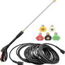 Pressure Washer Gun and Hose Kit, 4000PSI Power Washer Gun with 50FT Power Washer Hose & Extension Wand for Gas & Electric Pressure Washers,40 Inch Adjustable Length, M22 Fitting, 5 Spray Tips