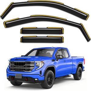 in-Channel Rain Guards Fit for Truck 2019-2026 Chevy Silverado 1500/GMC Sierra 1500 Double Cab, Window Rain Guards Visors Vent Visors Window Deflector Vent Shades Car Accessories -4 pcs