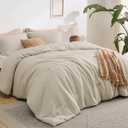 Bedsure Waffle Comforter Set Queen, Soft and Breathable Linen Bedding Comforter Set, 3 Pieces, 1 Waffle Weave Comforter (90"x90") and 2 Pillow Shams (20"x26"+2")