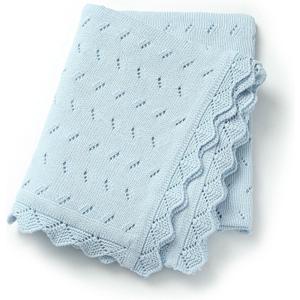 Baby Blanket 100% Cotton Knit Swaddle Soft Newborn Receiving Blanket Cozy for Boy/Girl Crib,Stroller Blue 40x30in