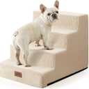 COZY KISS Dog Stairs for Small Dogs, 4 Tier Wider Pet Stairs for Couch and Beds, 17.7" H Non-Slip Dog Steps for Old Cats, Puppy, Small Medium Dogs, 17.7x23.6x17.7 inch, Beige