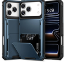 TOPAUX for iPhone 17 Pro Wallet Case 5 Credit Card Holder Flip Cover Secure Back Pocket ID Slot Compartment Dual Layer Shockproof Bumper Anti-Scratch Protective Hard Shell for iPhone 17 Pro Navy Blue