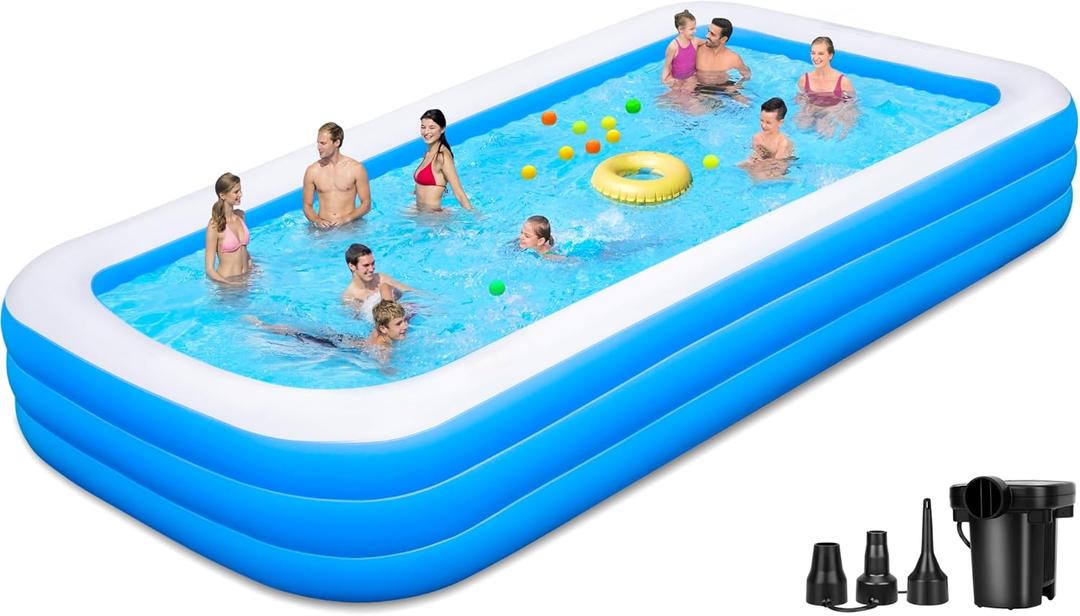 Large Inflatable Pool for Family, 165'' x 76'' x 22'' Full-Sized Blow Up Pool for Adults, Oversized Thickened Inflatable Swimming Pool for Summer Water Party Backyard Garden Lawn