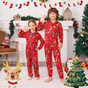 ANGELGGH Family Matching Christmas Onesie Pajamas, Vacation Cute Printed One Piece Pajamas, Xmas Hooded Holiday Sleepwear (Red, XL)