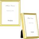 3x4 Poster Picture Frame Set of 2, Gold Modern Thin Metal gallery Photo Frame with HD Real Glass, Display for Tabletop and Wall, 2 Pack