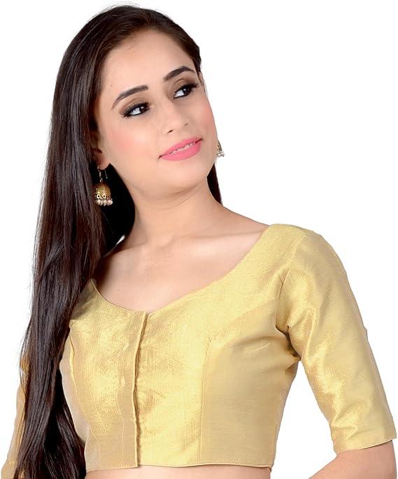 Chandrakala Casual Blouses for Women Sarees,Readymade (B186-P) (X-Small, Cyan Green)