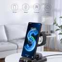 Wireless Charger for Samsung Charging Station with Clock for Samsung Galaxy S25 Ultra/S24 Ultra/Z Flip 7/Fold 6/Bud, 3 in 1 Android Charging Station, Watch Charger for Samsung Galaxy Watch 8/7/6/5Pro