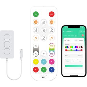 MIWISE Smart LED Controller with APP & RF Remote, Music Sync, Compatible with Alexa/Google, for 5V-24V WS2811 WS2812 SM16703 Addressable Dream Color LED Strip Light