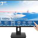 Touch Screen Monitor, Touchscreen Monitor 27'' QHD 2560x1440 100Hz, Touch Screen Monitors w/ 10-Point Touch, Built-in Speakers, Type C, VESA, Stylus Pen, Perfect for Bar, Gym, Business, Black
