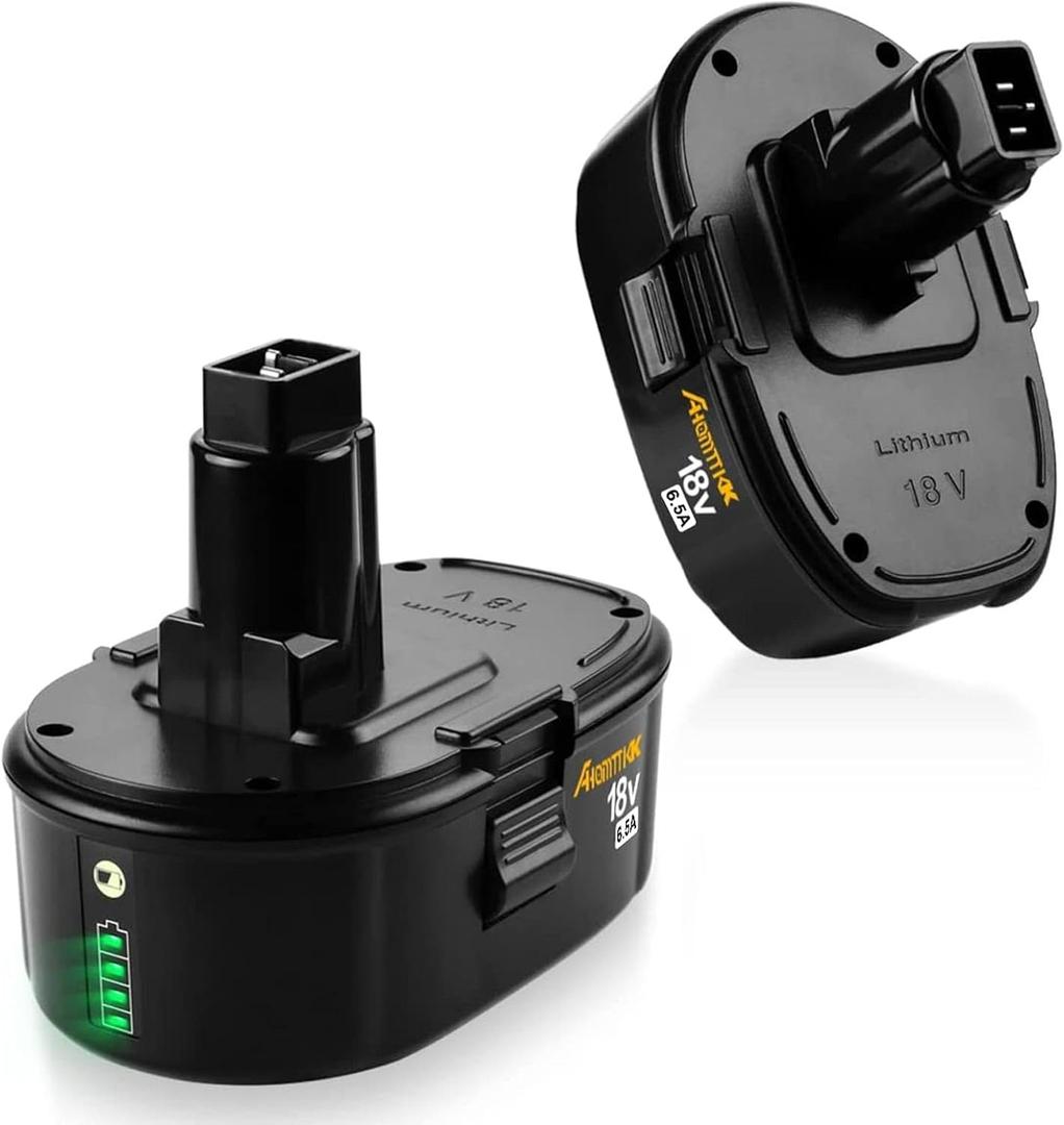 2-Pack 18V 6.5Ah Lithium-Ion Battery Replacement for Dewalt 18V XRP Battery DC9096 DC9098 DC9099 DE9096 DE9095 DW9096 DW9098 DW9095 DC9182