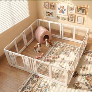 Clear Acrylic Dog Playpen Indoor, Easy Assemble, 2-Door Lock (69.3"x 69.3")