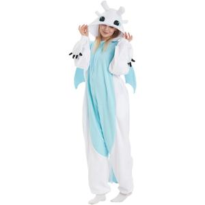Unisex Adult Onesie Dragon Animal Pajamas,Halloween Cosplay Costumes,Cartoon Costumes Party Wear (Small, White)