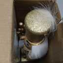 LovesTown 12inch Wooden Nutcracker Figure, Christmas Decoration Golden Glitter Nutcracker Soldier Traditional Painted for Christmas Tabletop Decor (Medium)