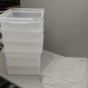 IRIS USA File Box, Plastic File Organizer with Lids for Letter/Legal File, Portable Document Box For Moving, Storage Bin with Durable and Secure Lid, Stackable Nestable BPA-Free, Clear 35 Qt. 4 Pack