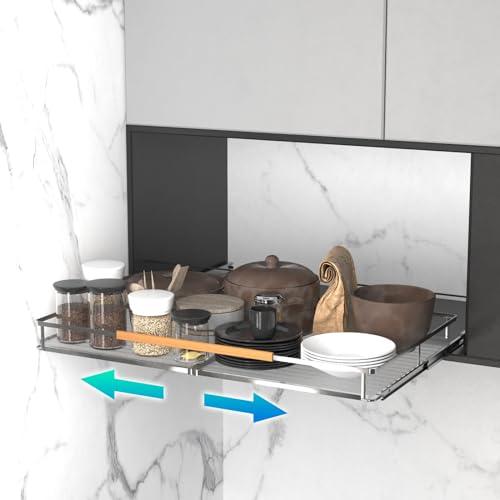 DPZM Expandable Pull Out Cabinet Organizer, Adjustable Width 20.5~37.5" W x 22.7" D, Bottom Mount Under Sink Organizer, Under Sink Organizer, Drawer Organizer Slide Out for Pots Pans