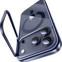 Lens Stand for iPhone 17 Pro Max Case (with Camera Control Button) Compatible with MagSafe, Military-Grade Drop Protection Magnetic Phone Case for iPhone 17 Pro Max Clear Cover, Deep Blue