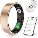 prxxhri Smart Health Ring, Featuring Stress and Sleep Monitoring Functions, Compatible with iOS and Android,Waterproof Fitness Tracker for Women & Men, No Subscription Fee. (Rose Gold, 10)