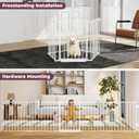 127.5" Extra Wide Baby Gate for Fireplace Christmas Tree, Configurable 5 Metal Panels Baby Fence, Child Gate for Wide Openings with Anti-Trip Pedal, Long Kid Gate for Dog Pet, 28'' Tall White