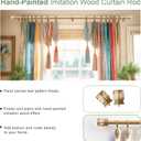 QDWIS Natural Wood Curtain Rods for Windows 48 to 84 inch Boho Decorative Handmade Wood Grain Drapery Rods with Leaf Finial 1" Adjustable Heavy Duty Curtain rod for Living Room Bedroom Kitchen