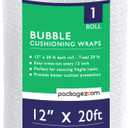 12 inch x 20 ft Bubble Cushioning Wrap, Perforated Every 12" Protective Packing Moving & Shipping Supplies for Boxes & Fragile Items