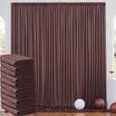 50ftx10ft Brown Wrinkle-Free Backdrop Curtain Drapes for Party, 10 Panels 5ftx10ft Brown Polyester Background Curtain Drapes Backdrop Decorations for Wedding, Birthday