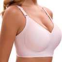 Womens Deep V Bras Wireless Comfortable Bra Supportive No Underwire Bras Tshirt Push Up Bralettes Plunge Seamless Bra (Pink, XXL)