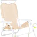 SUNFLOW Shore Thing Premium Beach Chair - Adjustable, Portable, Rust-Resistant, Reclining Beach Chair with UPF 50+ Sun Shade and Drink Holder for The Ultimate in Comfort - Creamsicle