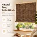 Bamboo Blinds for Interior Windows, Custom Bamboo Shades for Indoor Windows, Light Filtering, Easy to Install, Bambo Roll Up Blinds for Outdoor Patio, Decks, Porch, Backyards