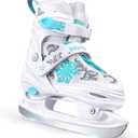 Snowflake Girls Ice Skates for Kids | Adjustable Kids Ice Skates for Girls Boys | Beginner Ice Skating Shoes for Outdoor and Rink | Warm Comfortable Lining and Reinforced Ankle Support, Size: Medium - Big Kids(1-4 US)