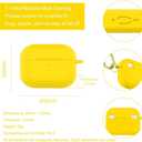 Silicone Protective Case Cover Sleeve Compatible with AirPods Pro 3 Supports Wireless & Wired Charging, Dust Plug, Shockproof, Anti-Slip, Washable, with Carabiner (Yellow)